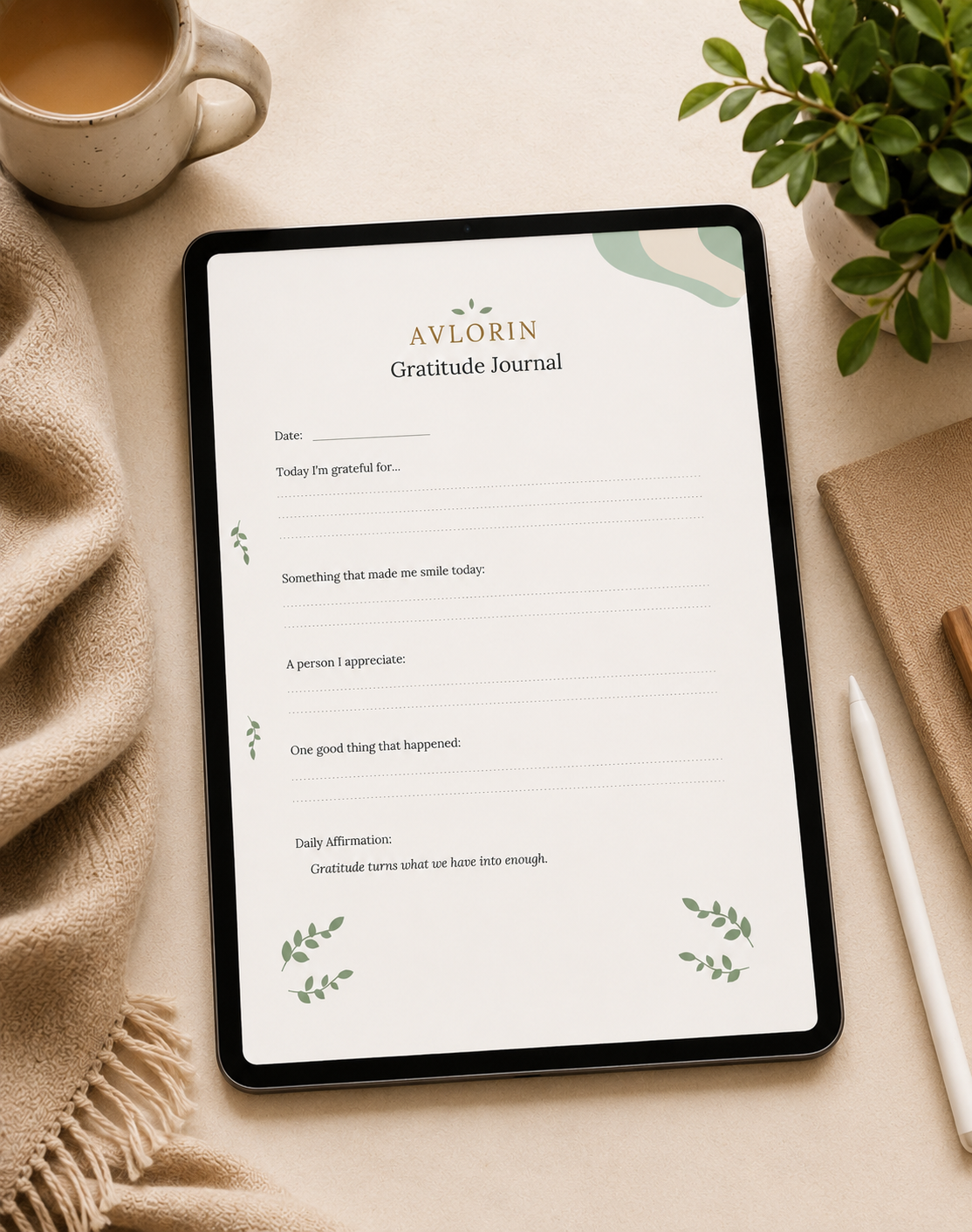Gratitude Journal — Printable Daily Mindfulness & Wellness Journal