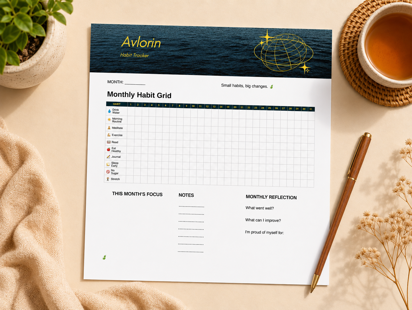 My Habit Tracker — Printable Wellness & Self-Care Journal