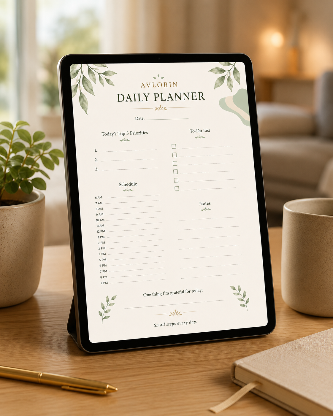 Daily Planner — Printable Wellness & Productivity Planner