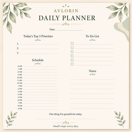 Daily Planner — Printable Wellness & Productivity Planner