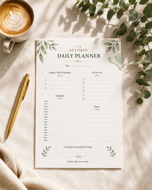 Daily Planner — Printable Wellness & Productivity Planner